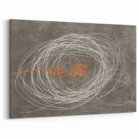 Dynamic Abstract Line Art with Orange Accents | Modern Wall Décor