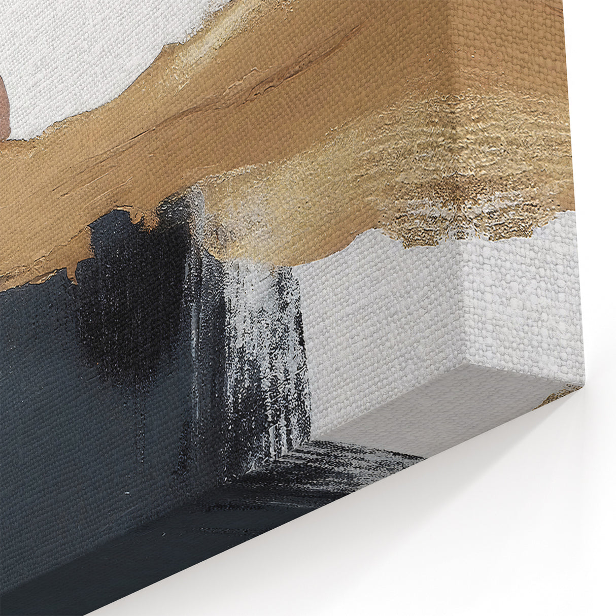 Contemporary Abstract Strokes and Lines Art | Beige, Gold, and Black Canvas