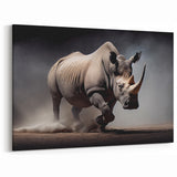 Charging Rhinoceros Wall Art - Powerful Rhino Canvas Print Decor