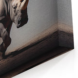 Charging Rhinoceros Wall Art - Powerful Rhino Canvas Print Decor