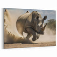 Charging Rhinoceros Wall Art - Dynamic Rhino Canvas Print Decor