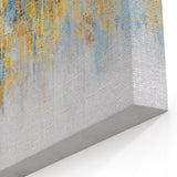 Modern Strokes and Lines Abstract Art - Geometric Gold and Blue Canvas