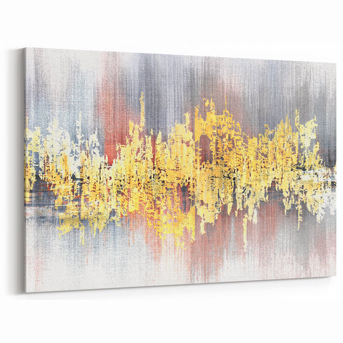 Colorful Strokes and Lines Abstract Art - Vibrant Yellow and Red Canvas