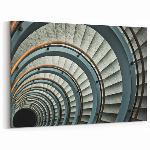 Elegant Spiral Staircase Wall Art - Architectural Canvas & Framed Prints