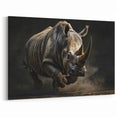 Powerful Rhinoceros Wall Art - Dark Rhino Canvas Print Decor