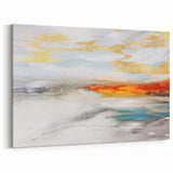 Abstract Sunset Strokes and Lines Art - Warm Gold and Orange Canvas