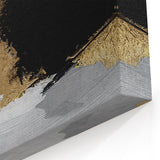 Bold Abstract Strokes Canvas Art | Modern Black and Gold Wall Decor