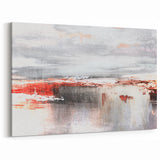 Modern Abstract Strokes and Lines Art - Gray and Red Landscape Canvas