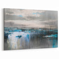 Modern Strokes and Lines Abstract Art - Gray and Teal Canvas