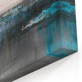 Modern Strokes and Lines Abstract Art - Gray and Teal Canvas