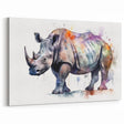 Watercolor Rhinoceros Wall Art - Vibrant Rhino Canvas Print Decor