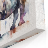 Watercolor Rhinoceros Wall Art - Vibrant Rhino Canvas Print Decor