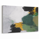 Bold Abstract Strokes and Lines Art - Green, Black, and Gold Canvas