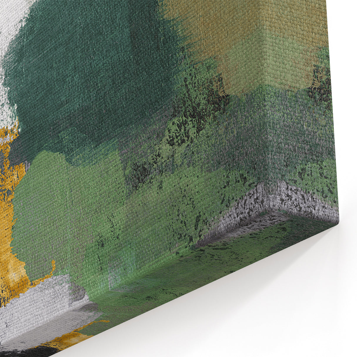 Bold Abstract Strokes and Lines Art - Green, Black, and Gold Canvas