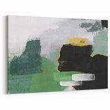 Abstract Green, Black, and Gold Art - Modern Brush Strokes Canvas