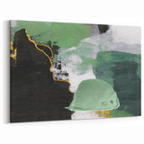 Contemporary Green and Black Abstract Art - Modern Brush Strokes Canvas