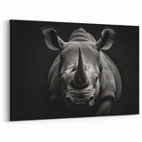 Monochrome Rhinoceros Wall Art - Bold Rhino Canvas Print Decor