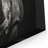 Monochrome Rhinoceros Wall Art - Bold Rhino Canvas Print Decor
