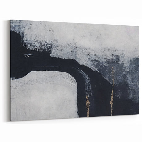 Monochrome Abstract Strokes Art | Minimalist Black and White Canvas