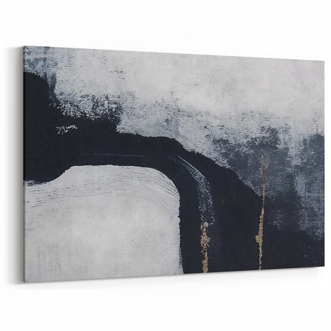 Monochrome Abstract Strokes Art | Minimalist Black and White Canvas