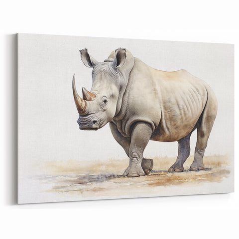 Minimalist Rhinoceros Wall Art - Elegant Rhino Canvas Print Decor