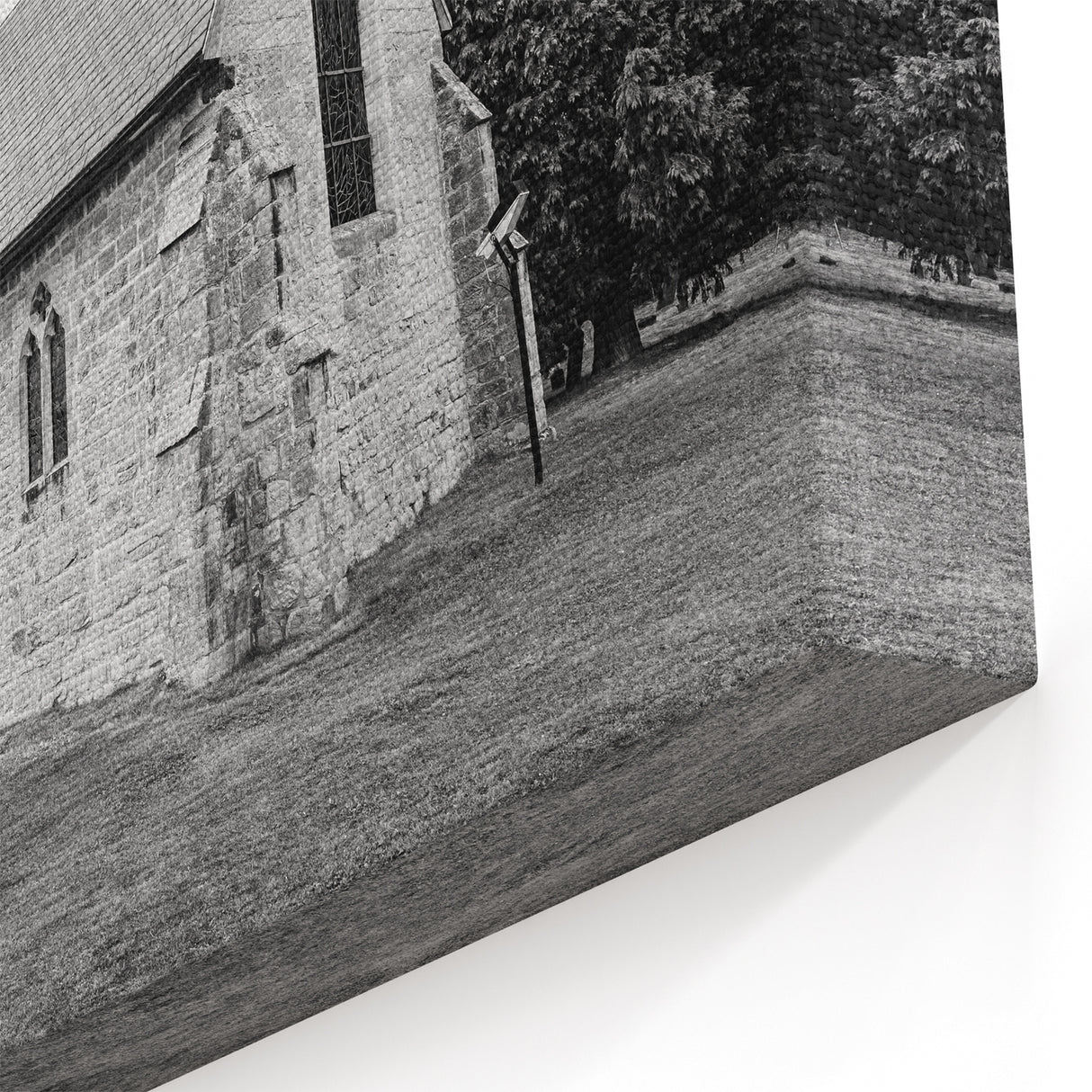 Black and White Church Wall Art - Historic Architecture Canvas Print