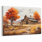 Autumn Barn Wall Art - Rustic Farmhouse Canvas Print - Country Decor