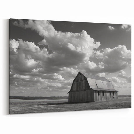 Black and White Barn Wall Art - Rustic Farmhouse Canvas Print - Classic Decor