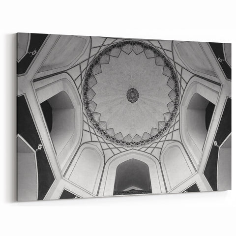 Intricate Dome Design Wall Art - Black and White Architecture Print