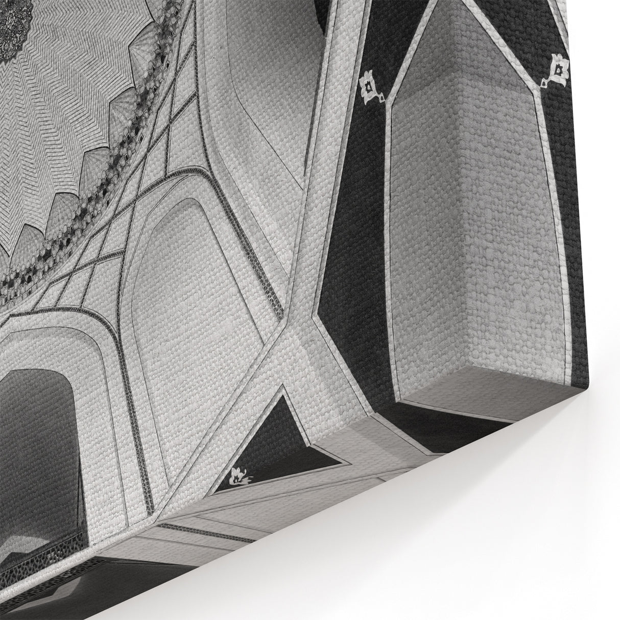 Intricate Dome Design Wall Art - Black and White Architecture Print