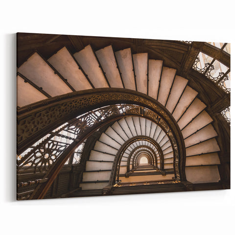 Elegant Spiral Staircase Wall Art - Architectural Photography Canvas Print