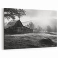 Red Barn in Winter Wall Art - Rustic Farmhouse Canvas Print - Country Decor"