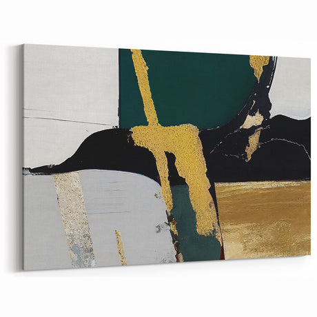 Luxury Abstract Geometric Canvas Art | Modern Green and Gold Decor