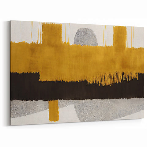 Bold Abstract Lines Canvas Art | Modern Yellow and Black Wall Decor
