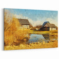 Winter Barn in Snow Wall Art - Rustic Farmhouse Canvas Print - Country Decor