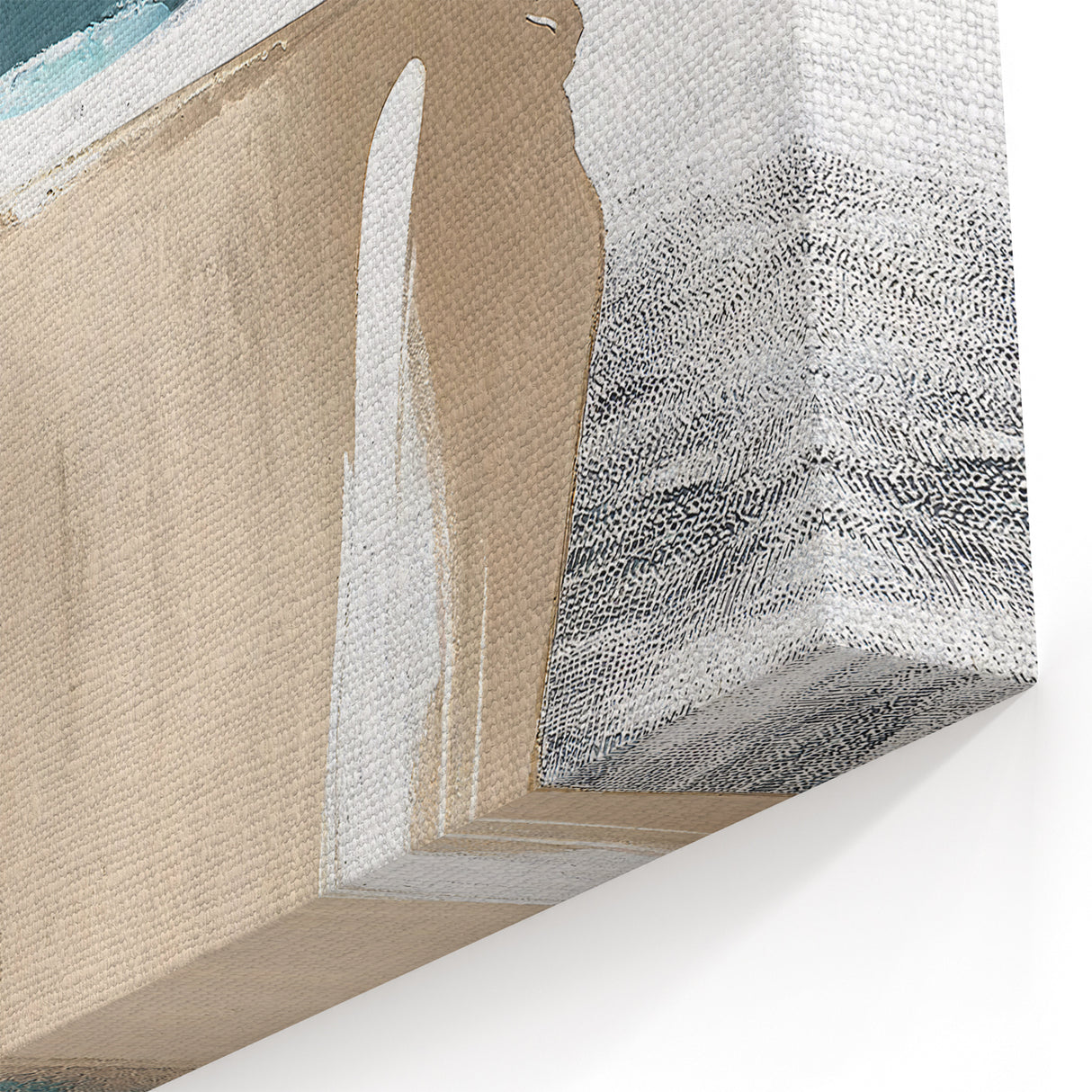 Abstract Strokes and Lines Art | Teal, Beige, and Gray Canvas