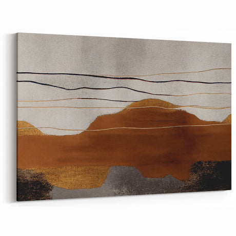 Modern Abstract Landscape Canvas Art | Earth Tones and Line Art Decor