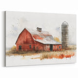 Rustic Farmhouse Oil Painting Wall Art - Country Barn Canvas Print Decor