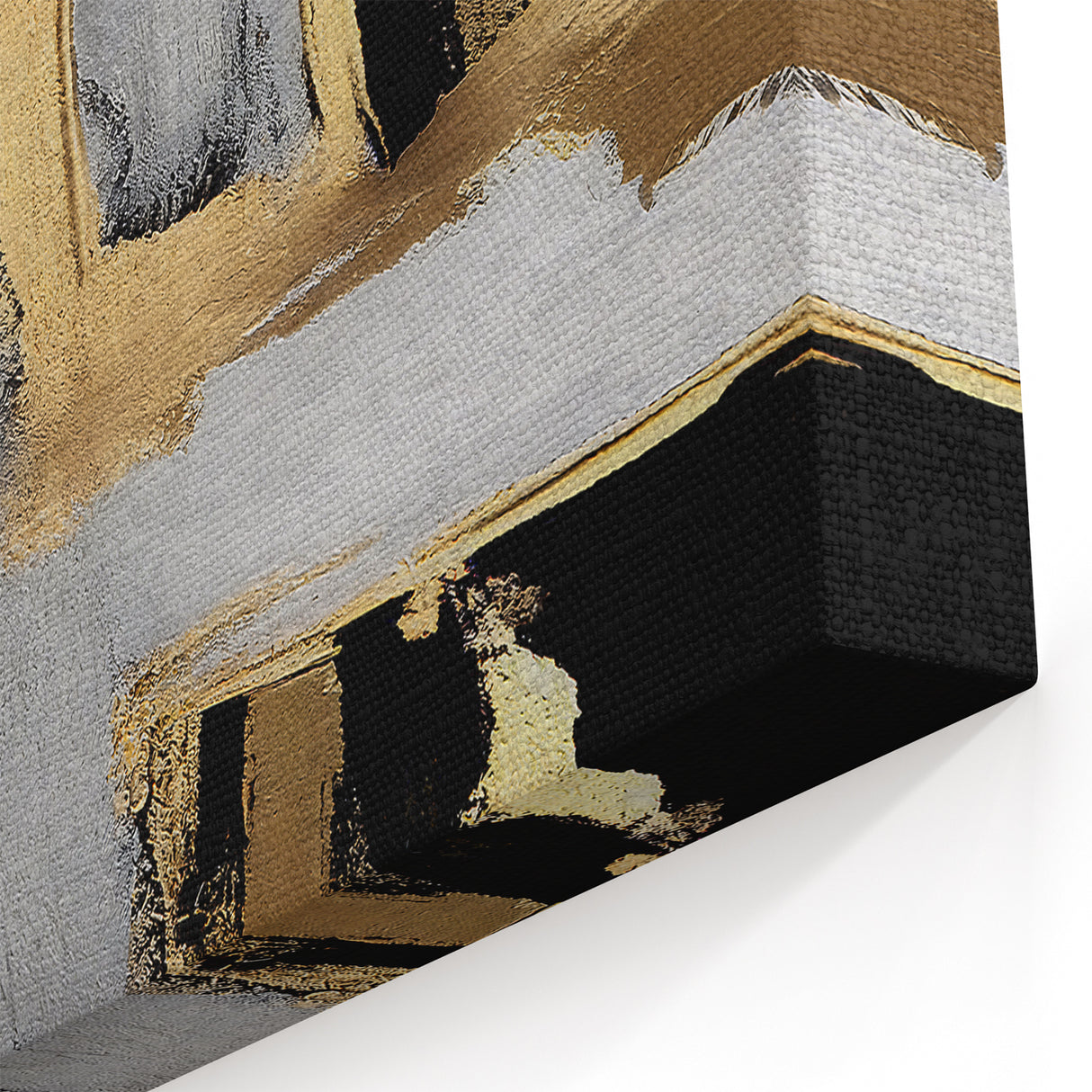 Modern Abstract Strokes and Lines Art | Black, Gold, and Gray Canvas