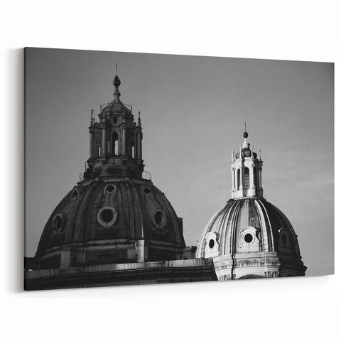 Historic Domes Wall Art - Black and White Architectural Canvas Print