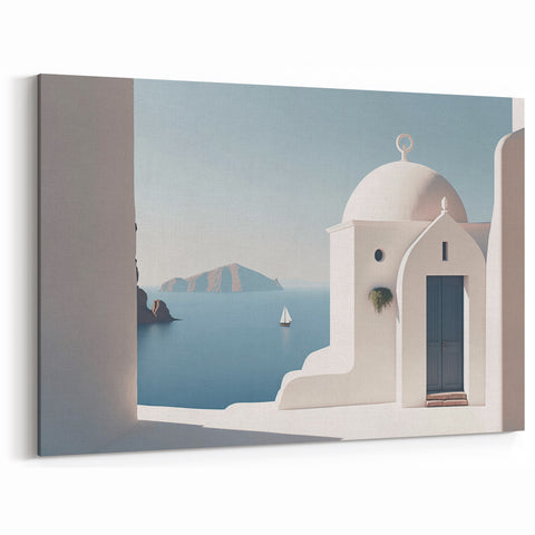 Mediterranean Dome Wall Art - Serene Coastal Architecture Canvas Print
