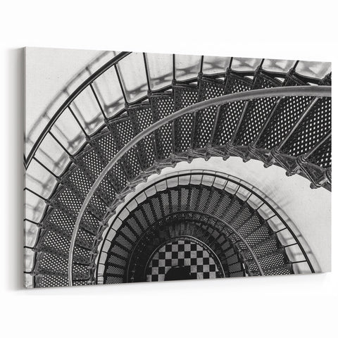 Stunning Spiral Staircase Wall Art in Black and White - Elegant Decor