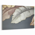 Elegant Leaf Abstract Art - Beige, Gray, and Gold Modern Canvas