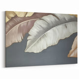 Elegant Leaf Abstract Art - Beige, Gray, and Gold Modern Canvas