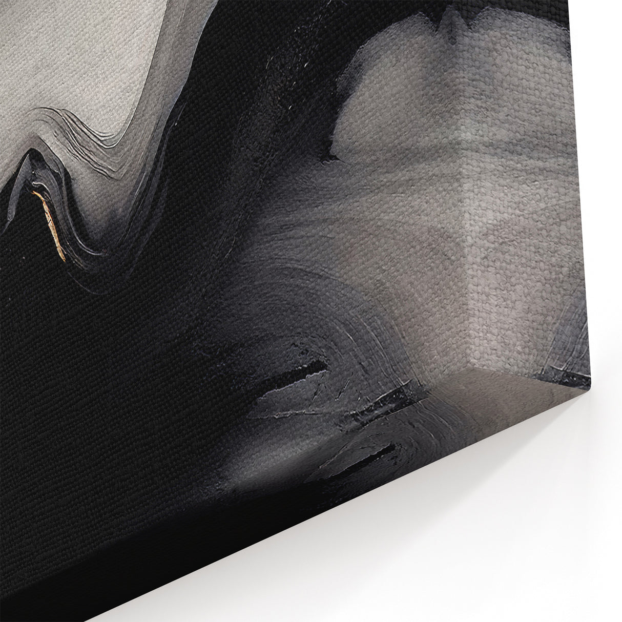 Modern Abstract Strokes and Lines Art | Black, Gray, and Gold Canvas