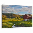 Vintage Red Barn Wall Art – Rustic Farmhouse Barn Landscape Canvas Print