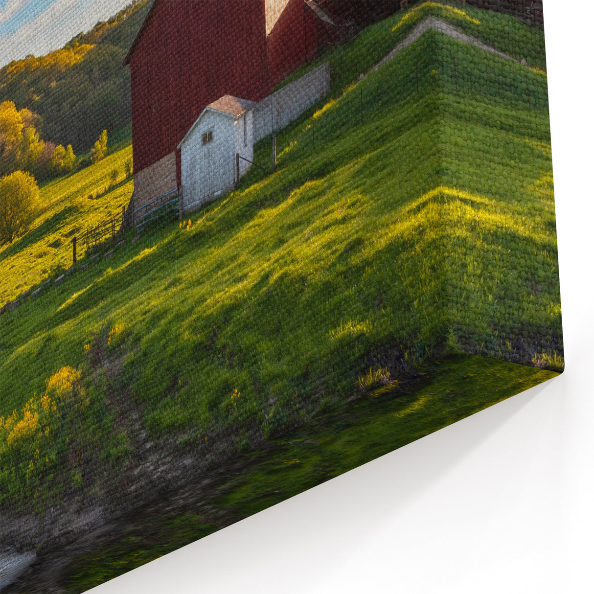 Vintage Red Barn Wall Art – Rustic Farmhouse Barn Landscape Canvas Print