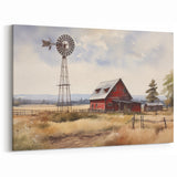 Golden Fields Barn Landscape Art – Rustic Red Barn Canvas Print