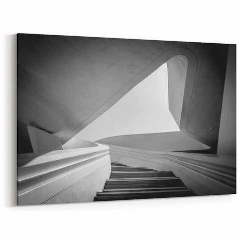 Abstract Modern Staircase Wall Art - Architectural Black and White