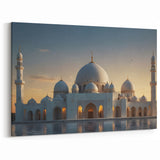 Serene Mosque Domes Wall Art - Sunset Reflection Architecture Print